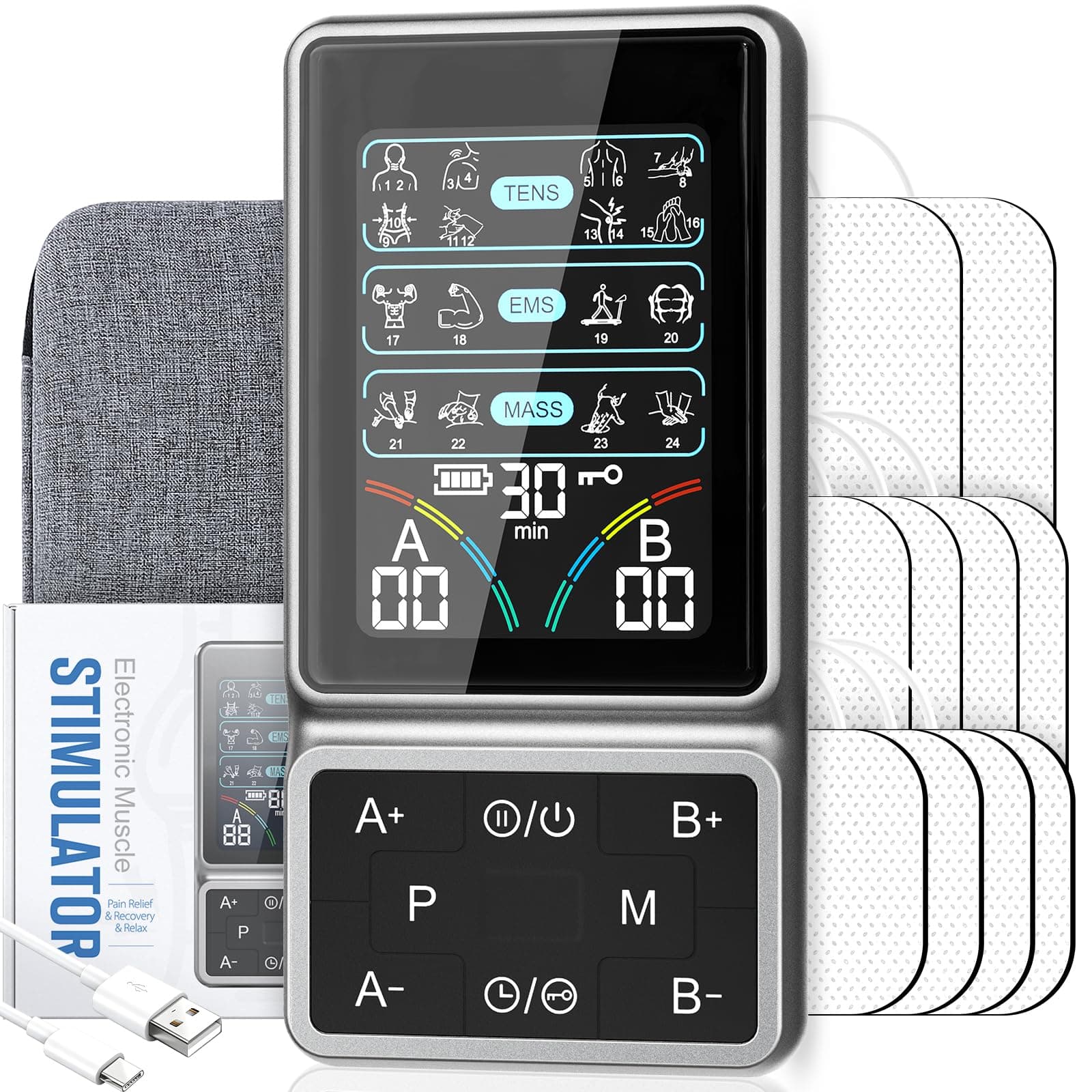 GOBOK 3-in-1 TENS & EMS Unit with HD Color Screen product image 1